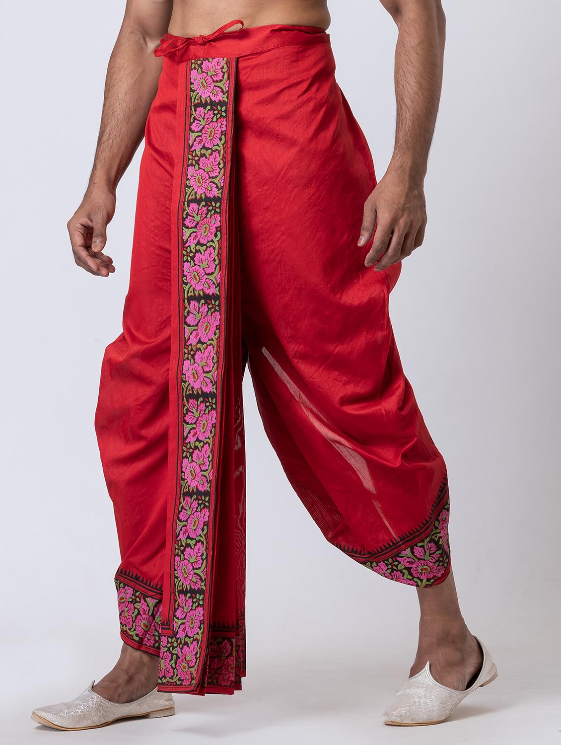 men printed mid rise draped dhoti - 22016535 -  Standard Image - 1