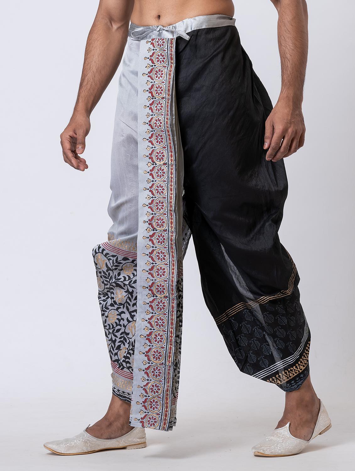 men printed mid rise draped dhoti - 22016536 - Standard Image - 1