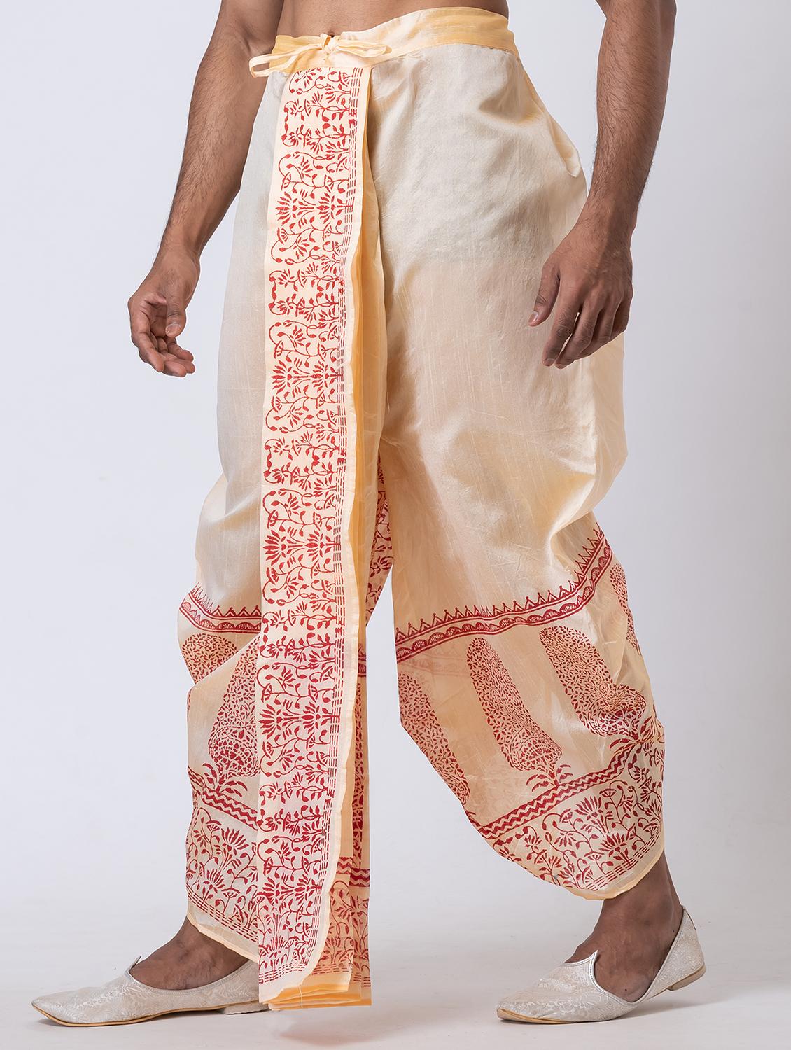 men printed mid rise draped dhoti - 22016537 - Standard Image - 1