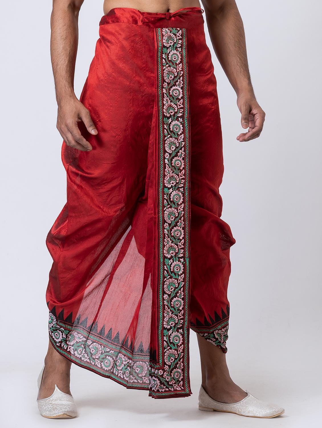 men printed mid rise draped dhoti - 22016538 - Standard Image - 1