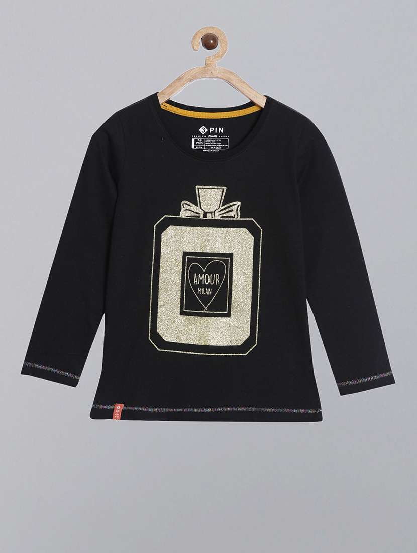 girls printed round neck long sleeve  tee