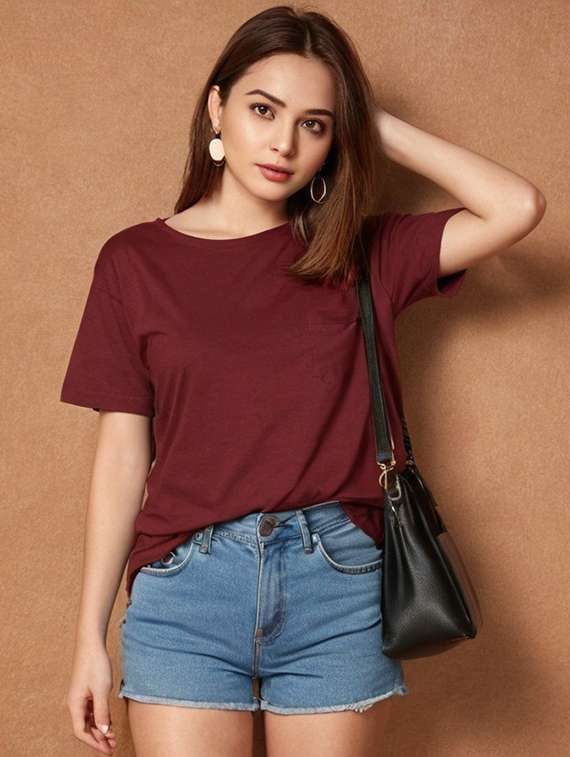 women solid short sleeve regular fit t-shirt - 22016559 -  Standard Image - 1