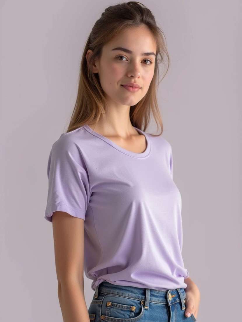 women solid short sleeve regular fit t-shirt - 22016572 -  Standard Image - 1