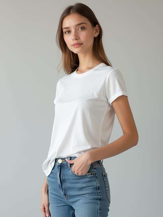 women solid short sleeve regular fit t-shirt - 22016578 -  Standard Image - 1