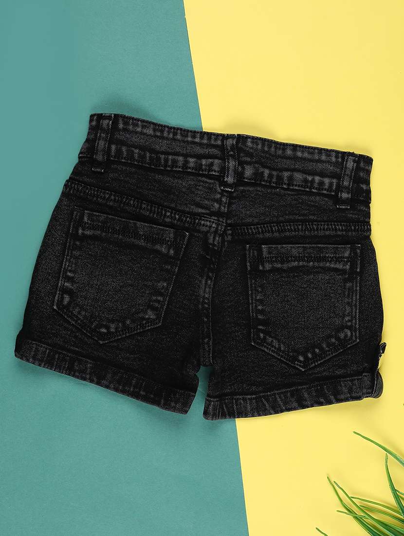 girls solid mid rise shorts  - 22016615 -  Standard Image - 1