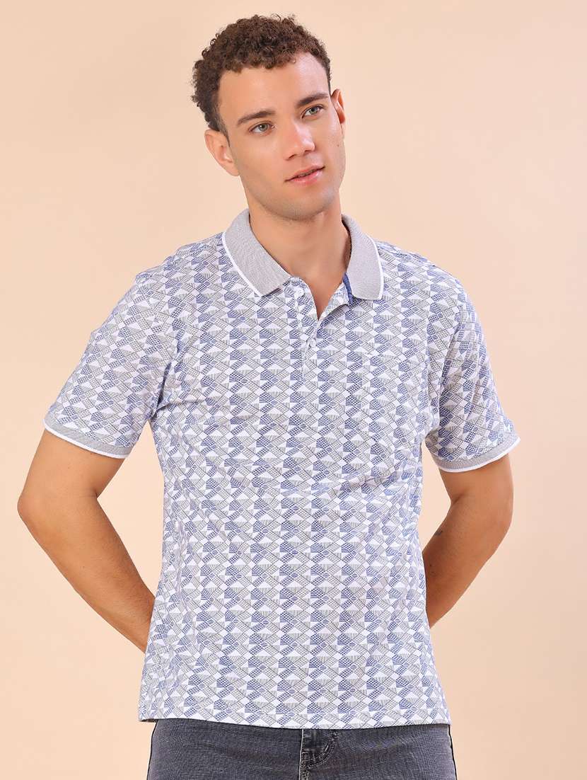 men printed short sleeve regular fit polo t-shirt - 22016676 -  Standard Image - 1