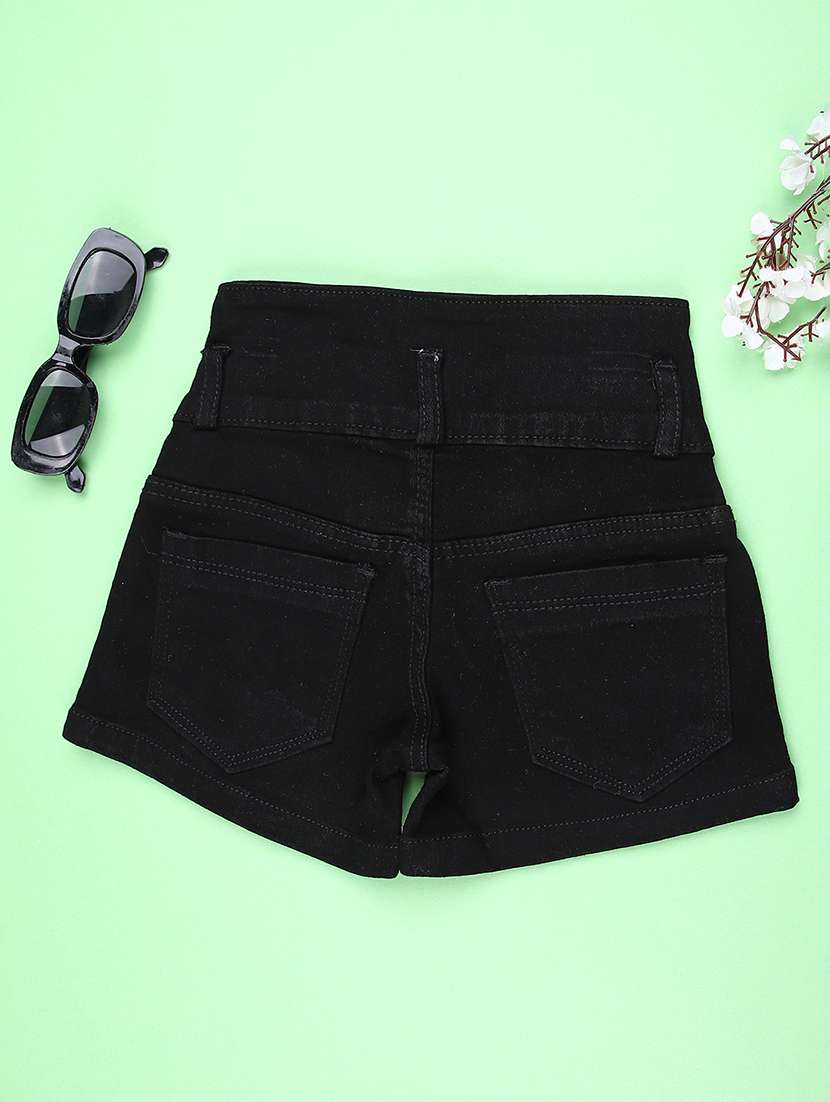girls solid mid rise shorts  - 22016696 -  Standard Image - 1
