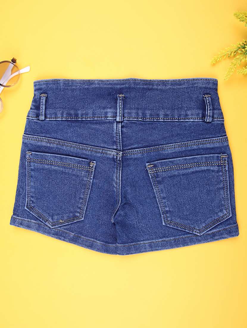 girls solid mid rise shorts  - 22016698 -  Standard Image - 1