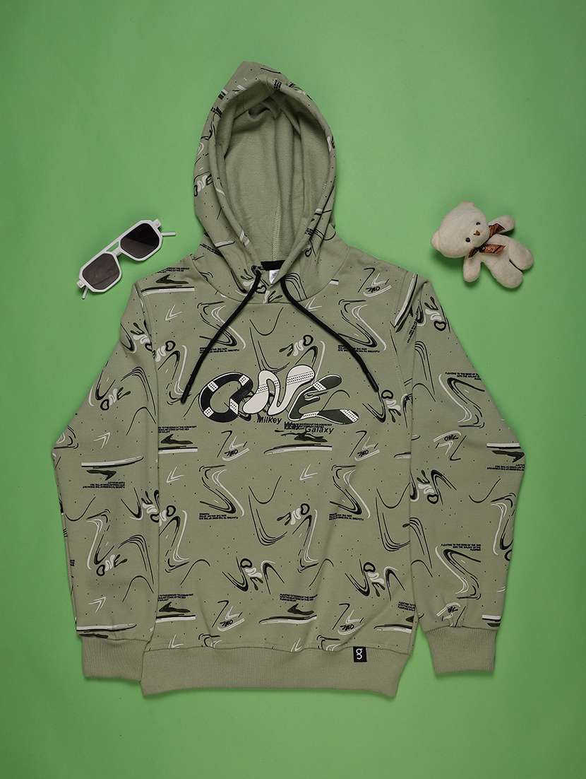 boys printed long sleeve hooded sweatshirt