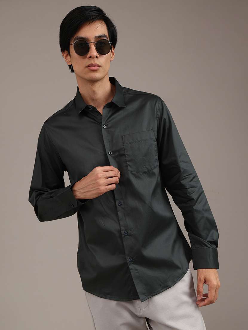 men solid long sleeve regular fit casual shirt