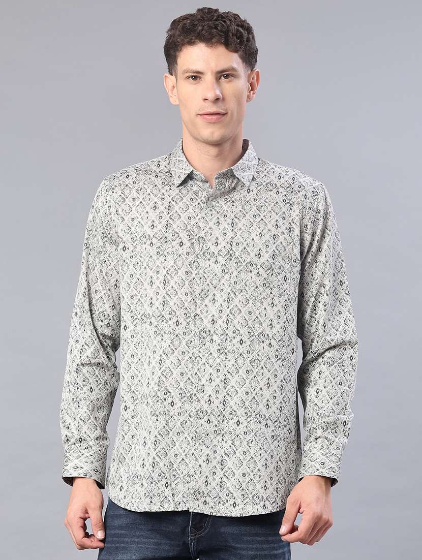 men printed long sleeve regular fit casual shirt - 22016874 -  Standard Image - 1