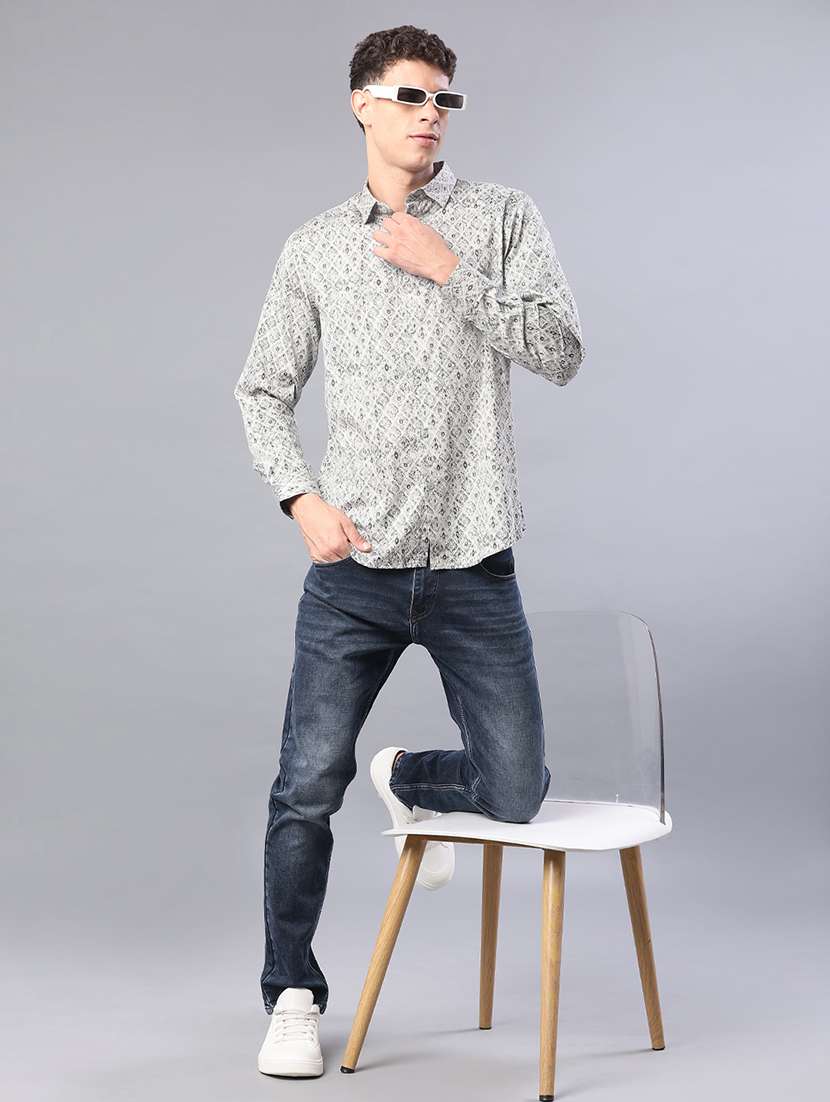 men printed long sleeve regular fit casual shirt - 22016874 -  Standard Image - 4