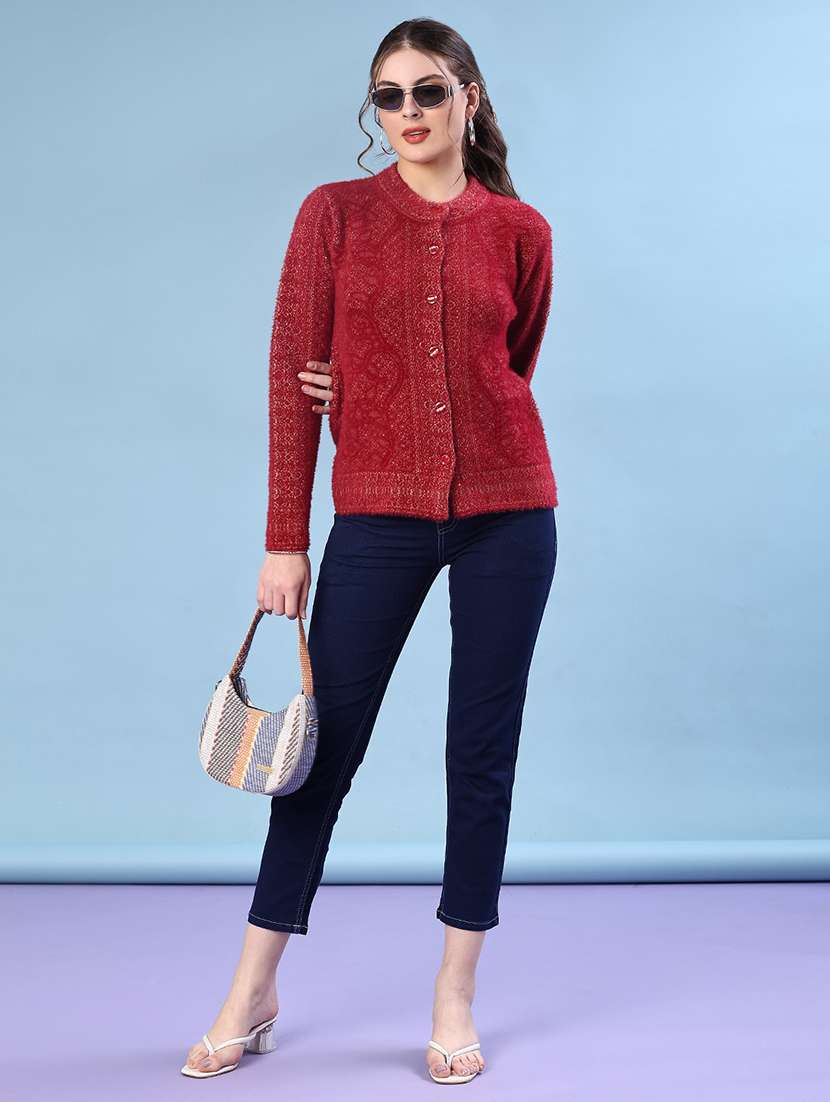 women self design long sleeve cardigan - 22016914 -  Standard Image - 4