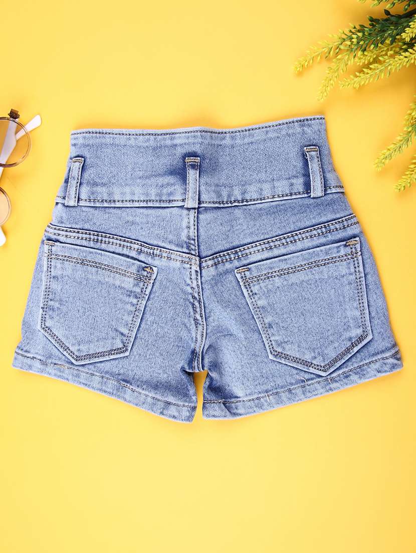 girls solid mid rise shorts  - 22016915 -  Standard Image - 1