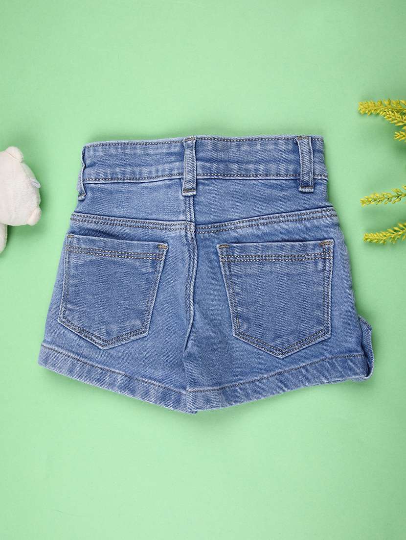 girls solid mid rise shorts  - 22016919 -  Standard Image - 1