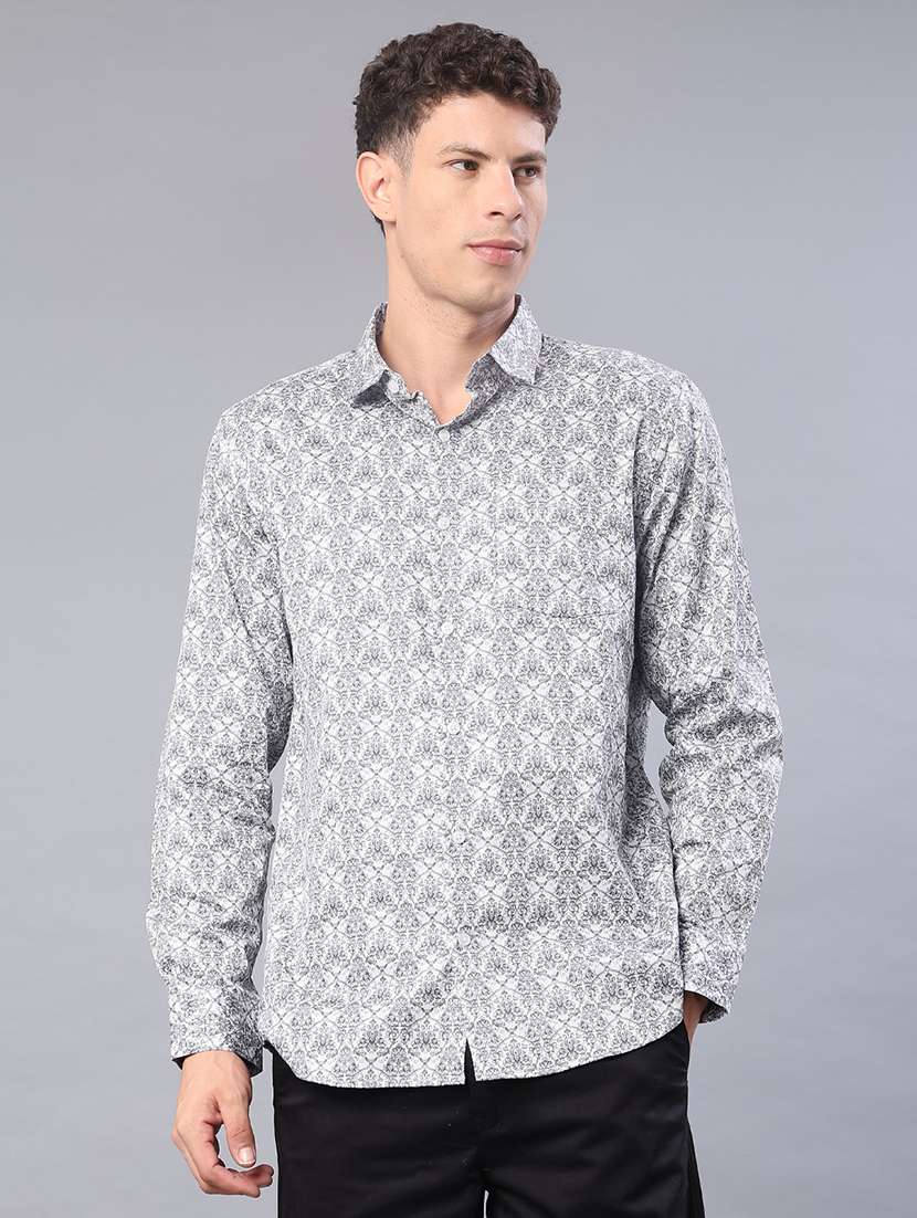 men printed long sleeve regular fit casual shirt - 22016922 -  Standard Image - 1