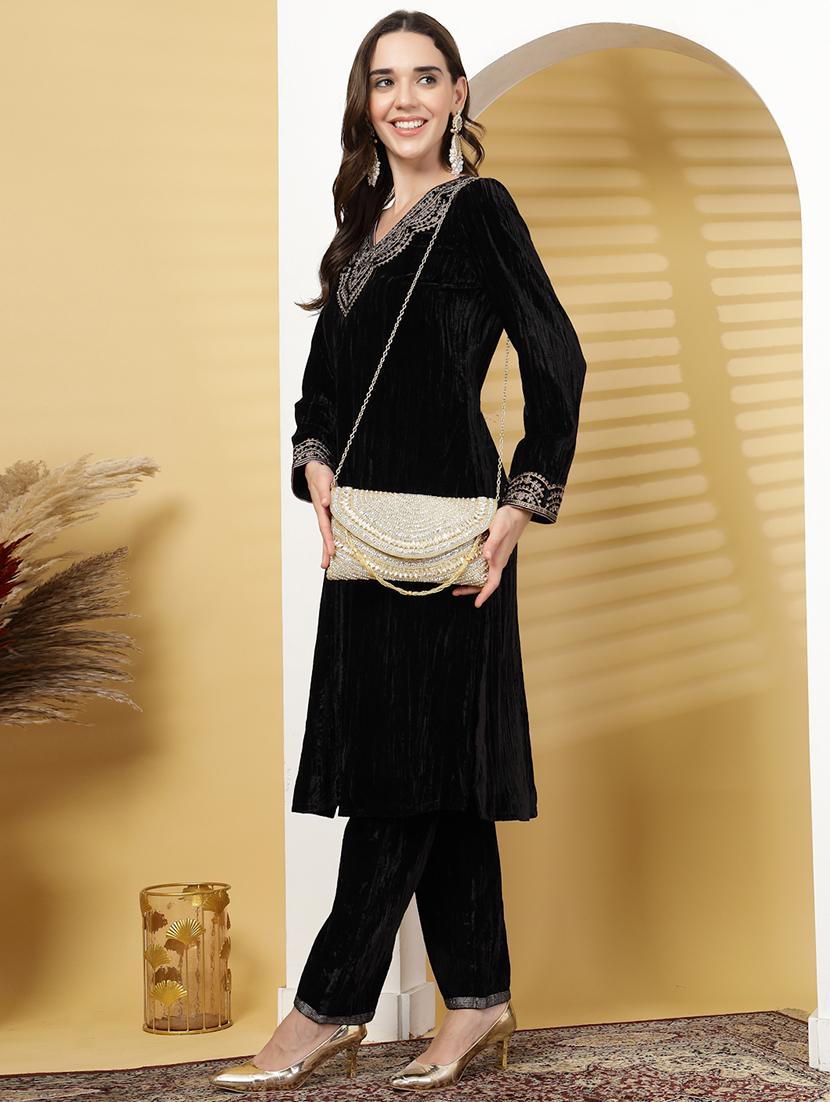 gold embellished party clutch with chain strap - 22017140 - Standard Image - 6