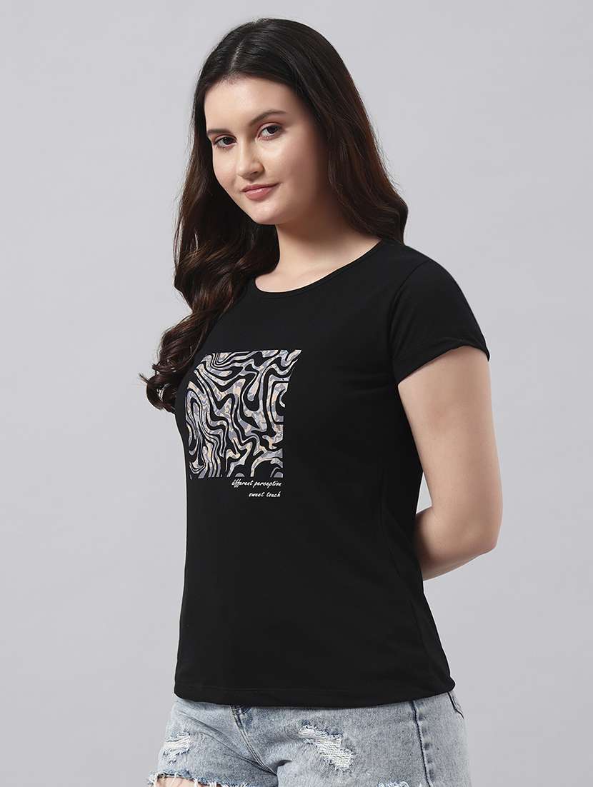 women printed short sleeve regular fit t-shirt - 22017410 -  Standard Image - 1