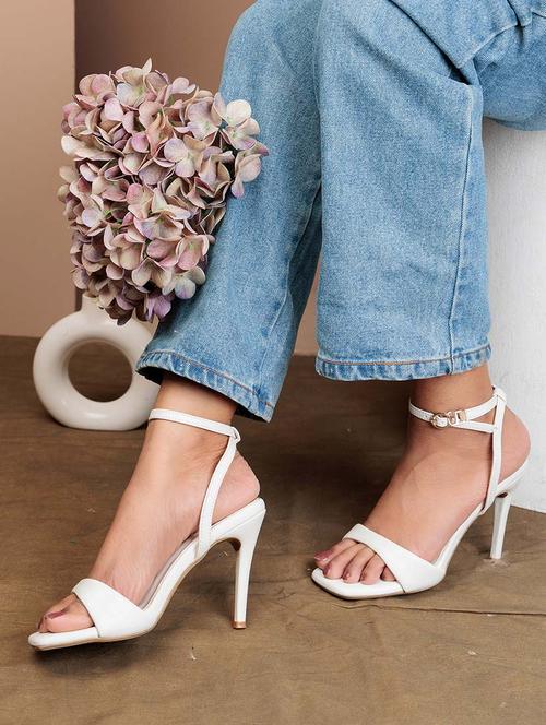 women white ankle strap sandal - 22017430 - Standard Image - 0