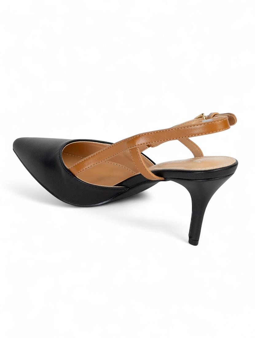 women black solid pointed pumps - 22017435 - Standard Image - 4