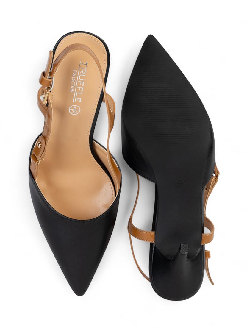 women black solid pointed pumps - 22017435 - Standard Image - 6