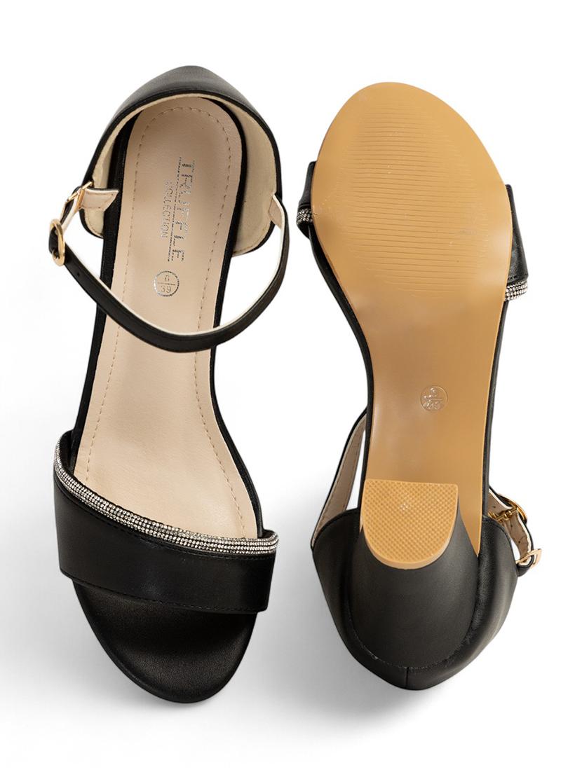 women black ankle strap sandal - 22017456 - Standard Image - 6