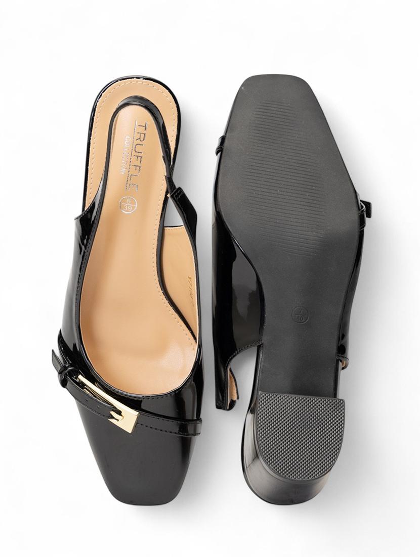 women black solid block heels pump - 22017459 - Standard Image - 6