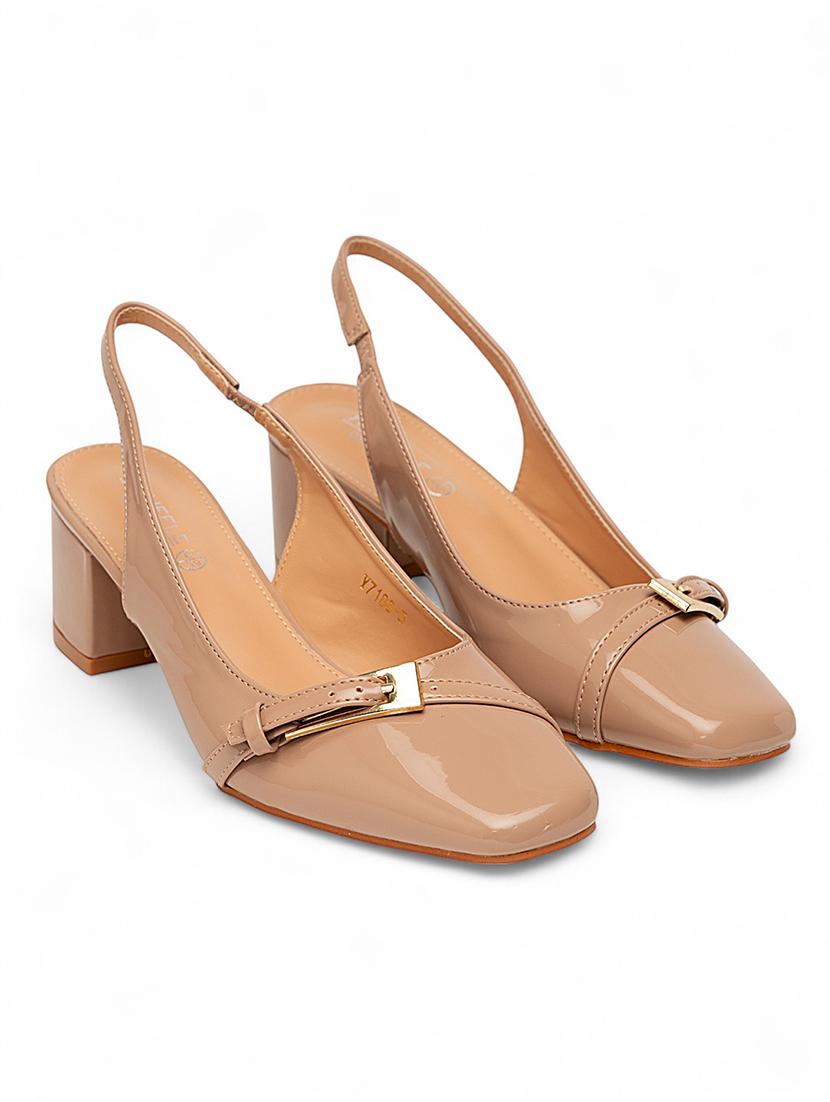 women nude solid block heels pump - 22017460 -  Standard Image - 1