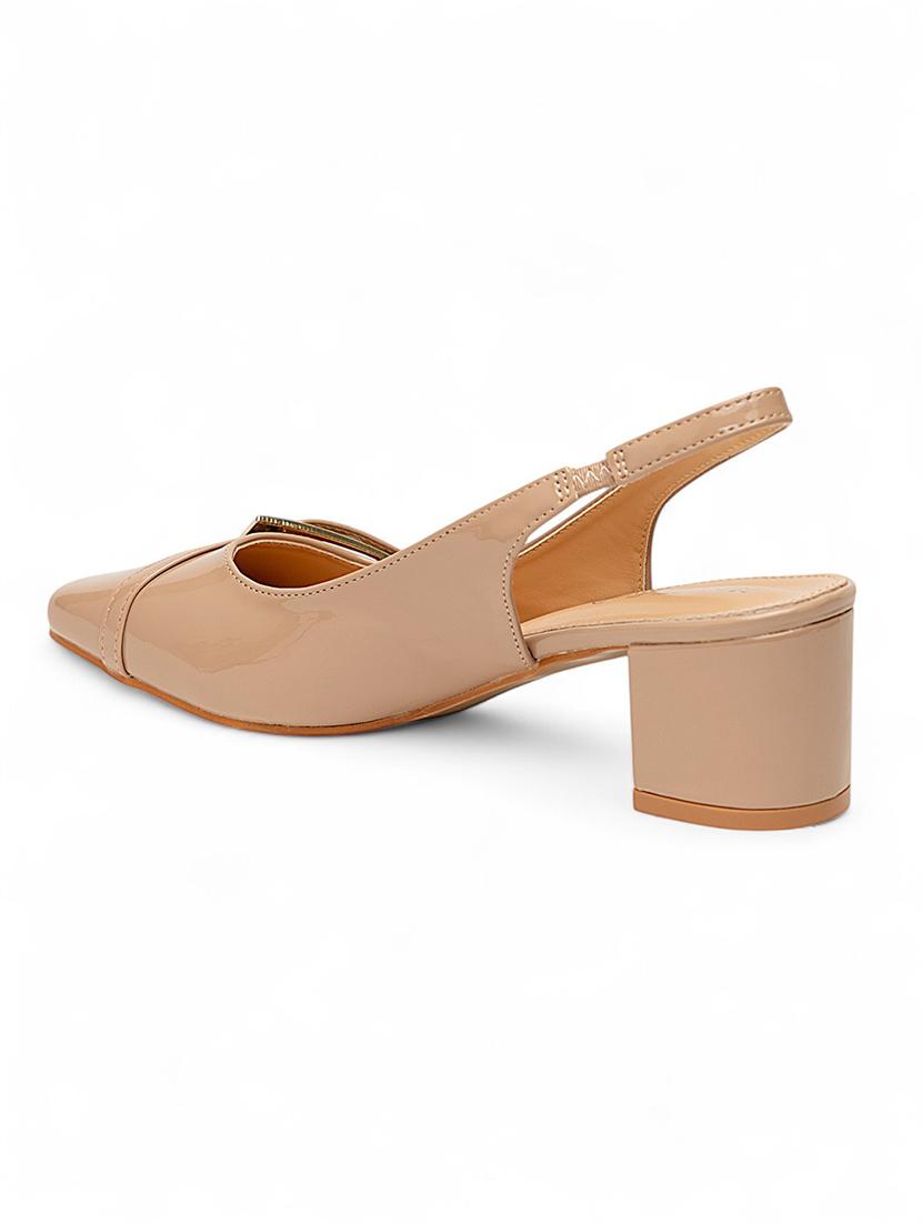 women nude solid block heels pump - 22017460 - Standard Image - 4