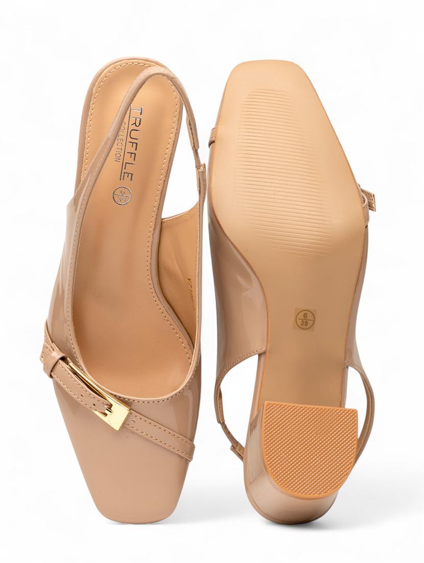women nude solid block heels pump - 22017460 - Standard Image - 6
