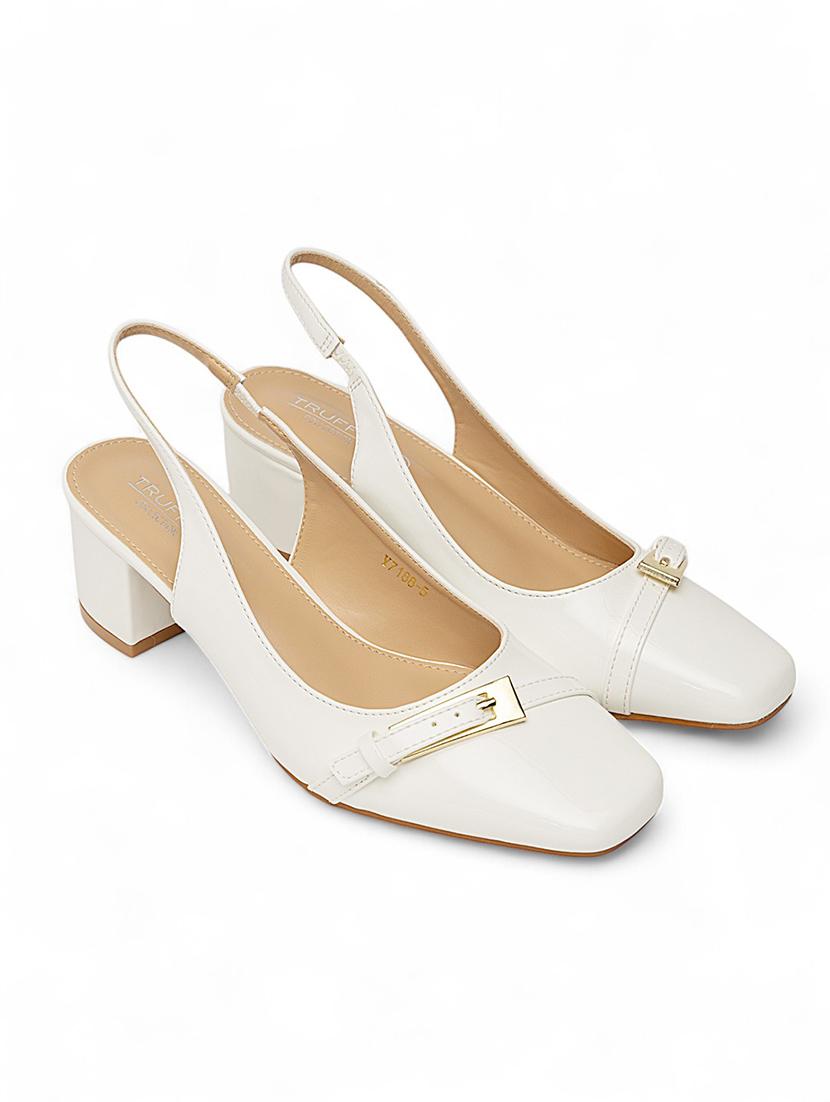 women white solid block heels pump - 22017461 - Standard Image - 1