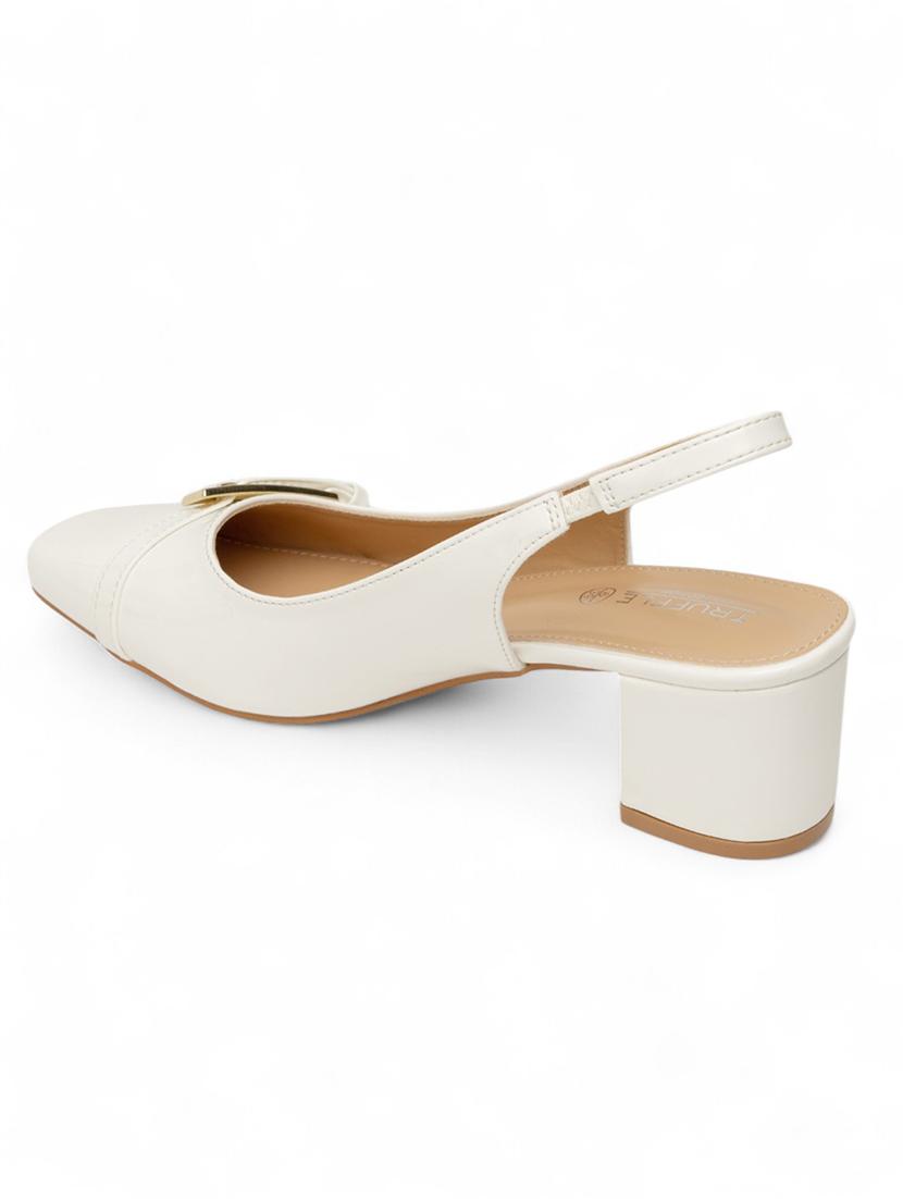 women white solid block heels pump - 22017461 - Standard Image - 4