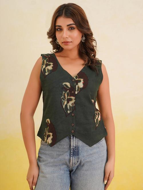 womne floral print sleeveless vest top - 22017476 - Standard Image - 0