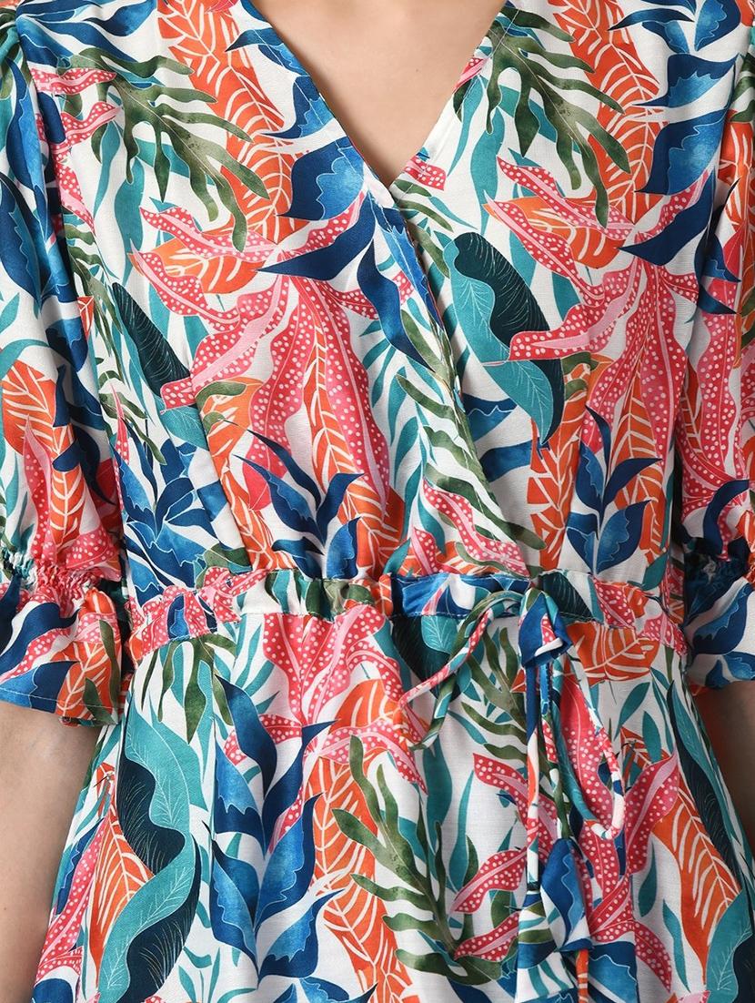 women printed puff sleeve tiered dress - 22017553 - Standard Image - 4