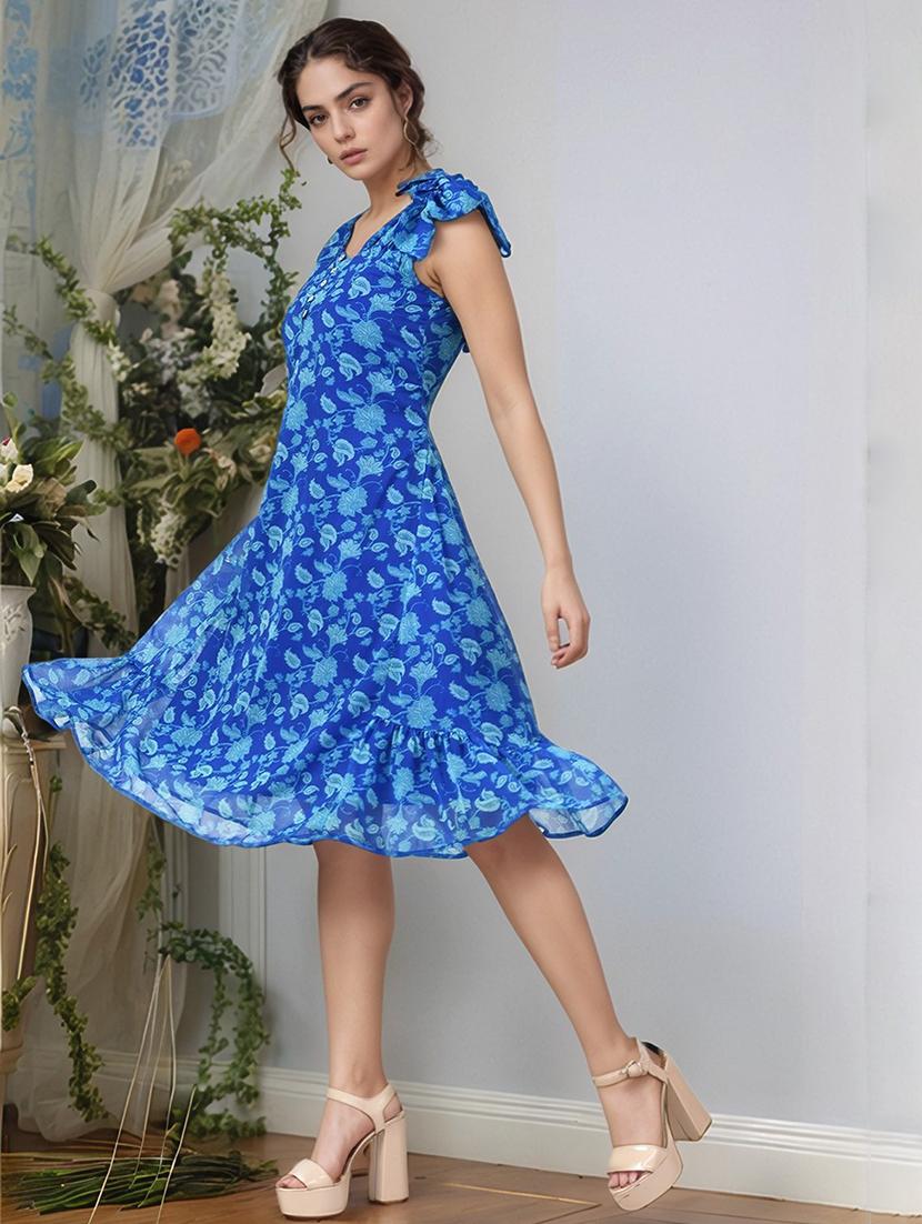 women printed sleeveless a-line dress - 22017555 -  Standard Image - 1