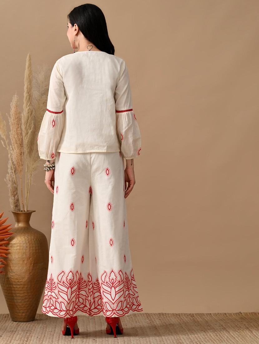 women embroidered shirt and trouser co-ord set - 22017593 - Standard Image - 4