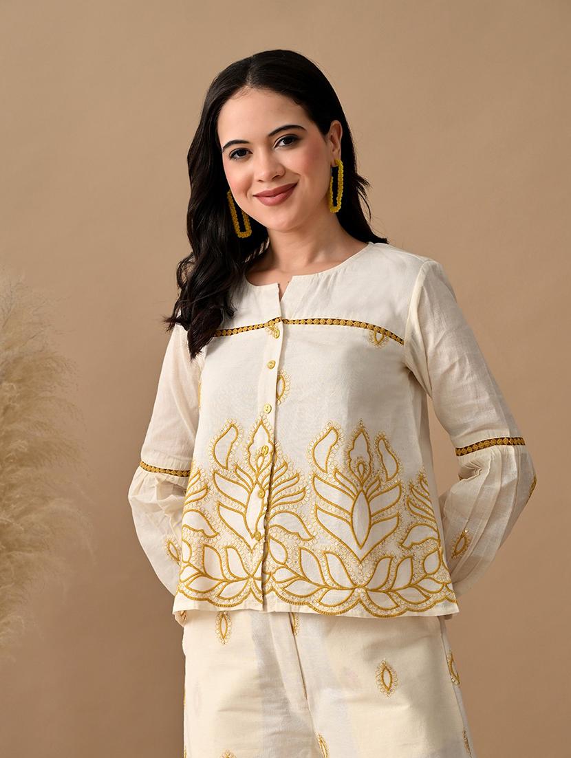 women embroidered shirt and trouser co-ord set - 22017594 - Standard Image - 4