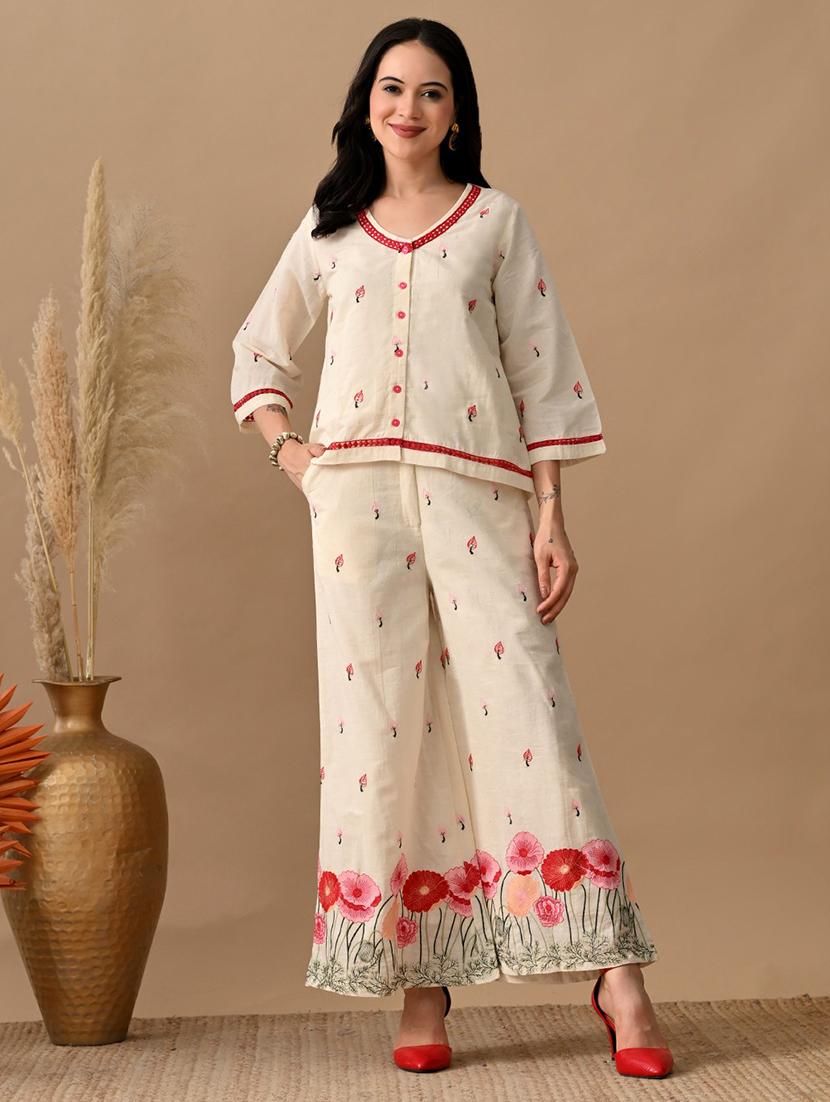 women embroidered top and trouser co-ord set - 22017596 -  Zoom Image - 0