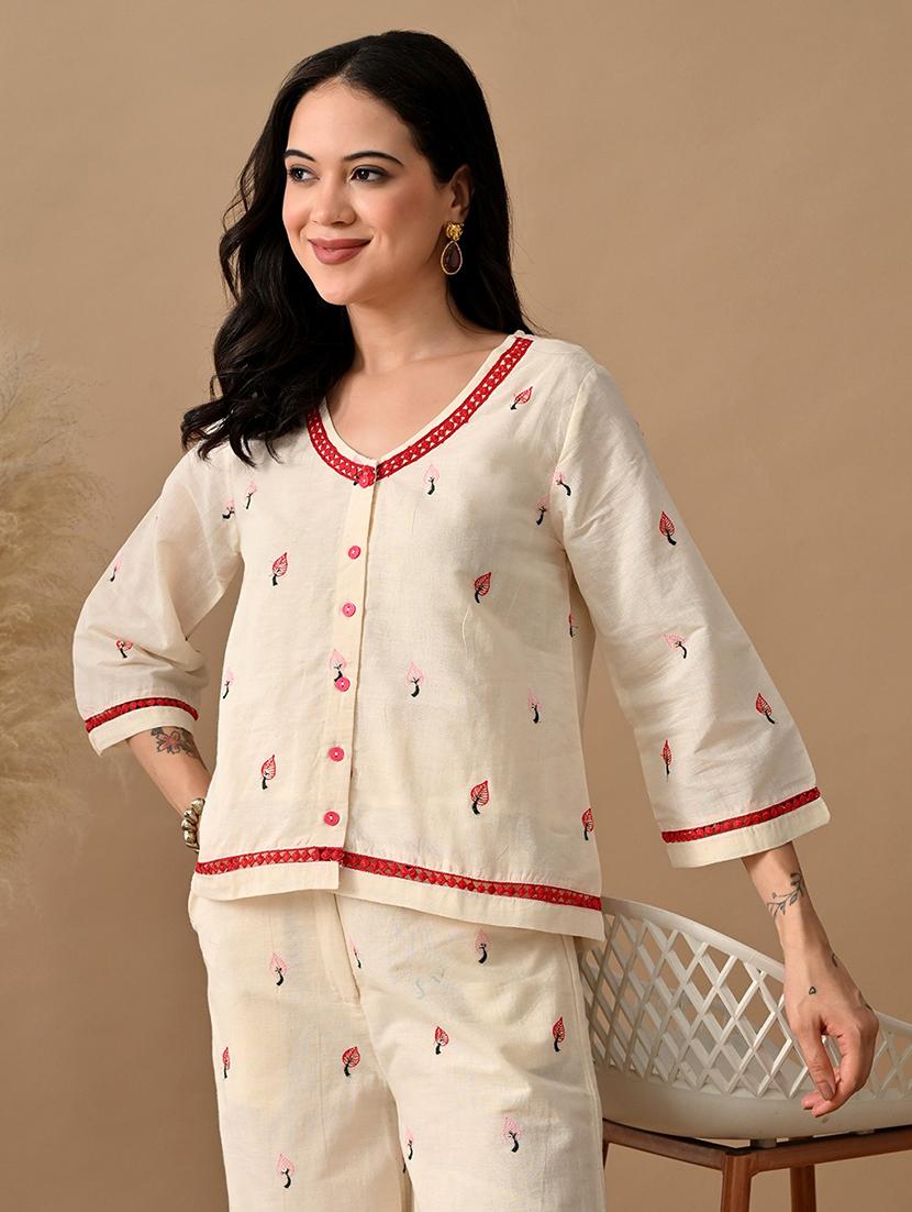 women embroidered top and trouser co-ord set - 22017596 - Standard Image - 4