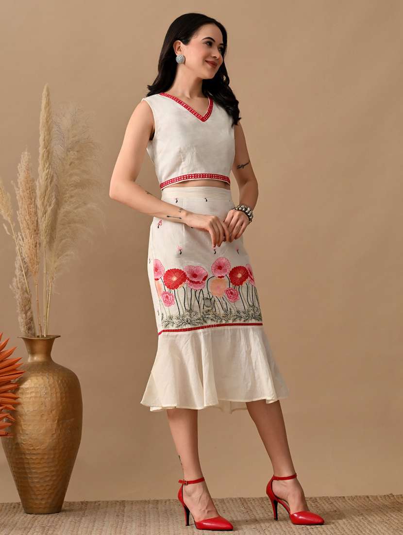 women embroidered top and skirt co-ord set - 22017597 -  Standard Image - 1