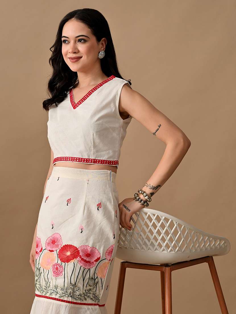 women embroidered top and skirt co-ord set - 22017597 -  Standard Image - 4