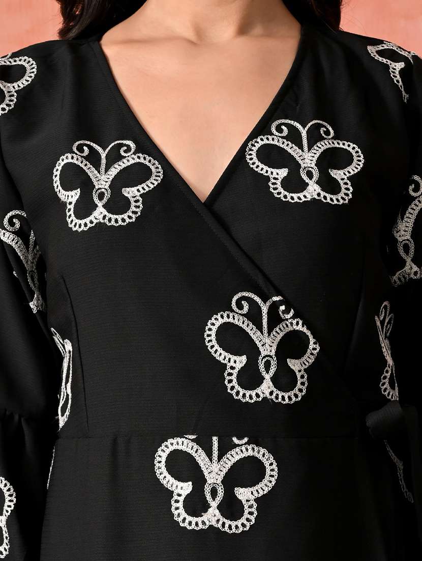 women embroidered puff sleeve fit & flare dress - 22017607 -  Standard Image - 4