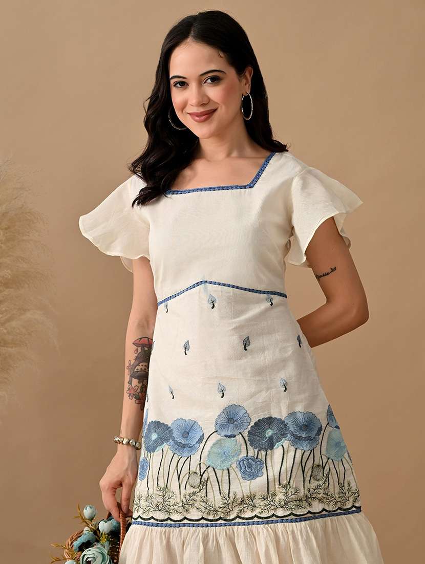 women embroidered flared sleeves tiered dress - 22017609 -  Standard Image - 4