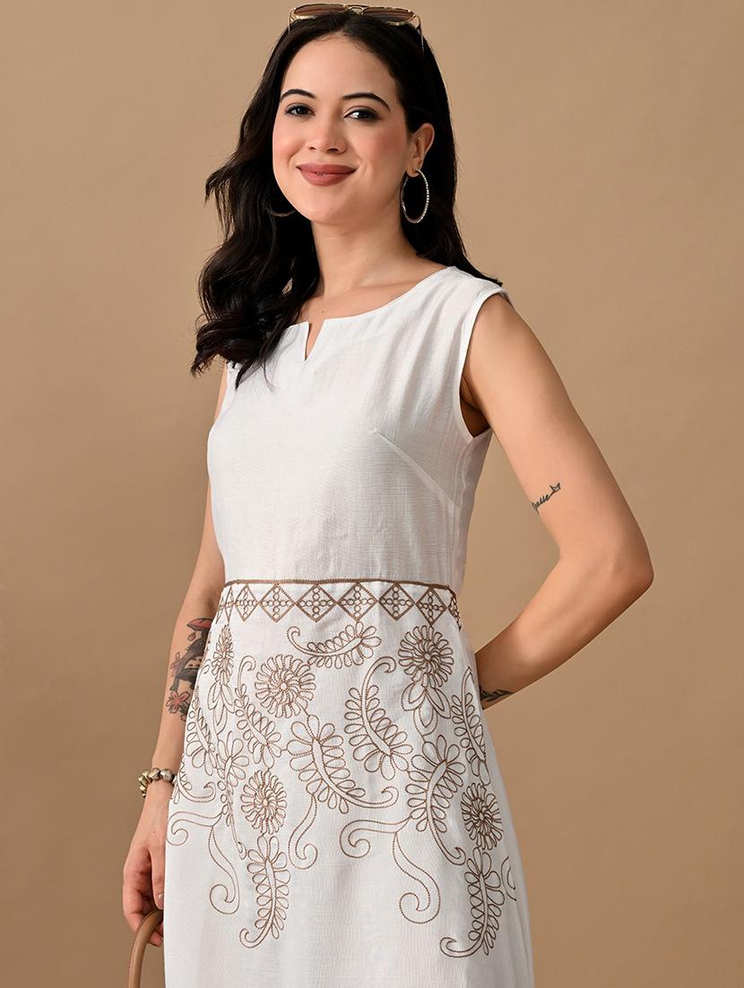 women embroidered sleeveless a-line dress - 22017611 - Standard Image - 4