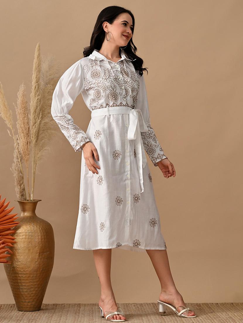 women embroidered long sleeve shirt dress - 22017614 -  Standard Image - 1