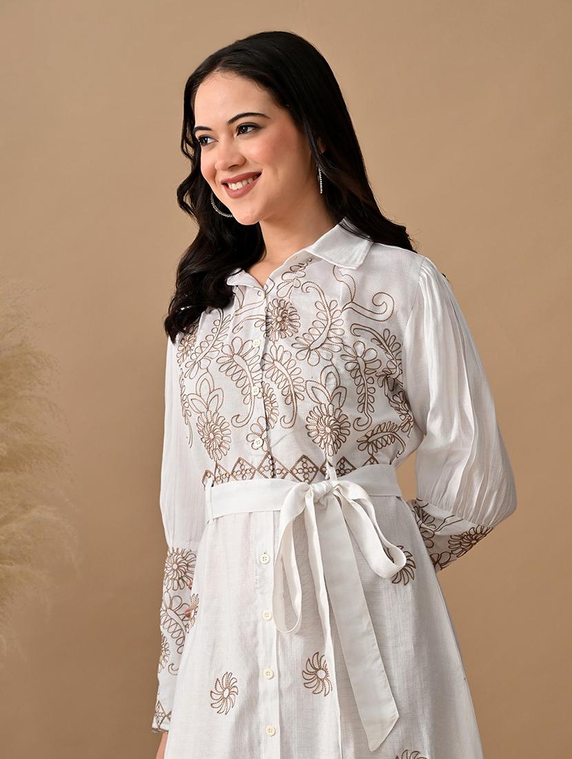 women embroidered long sleeve shirt dress - 22017614 - Standard Image - 4