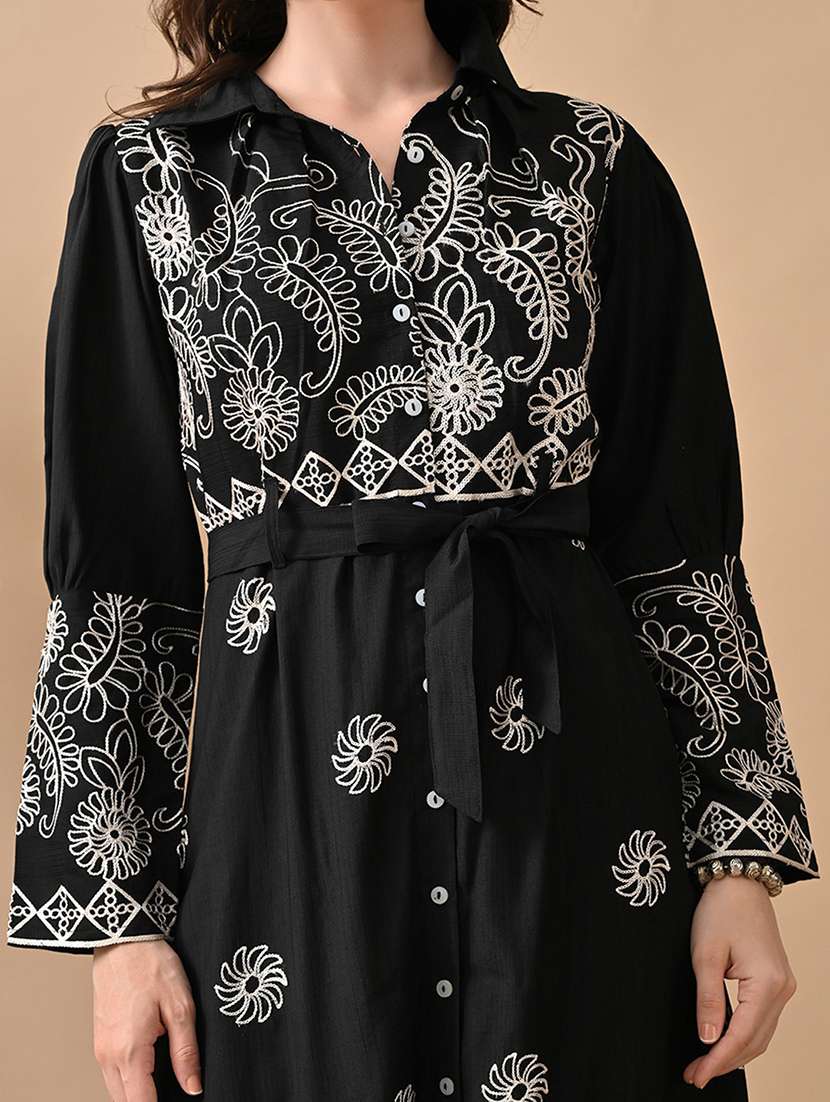 women embroidered long sleeve shirt dress - 22017616 - Standard Image - 4
