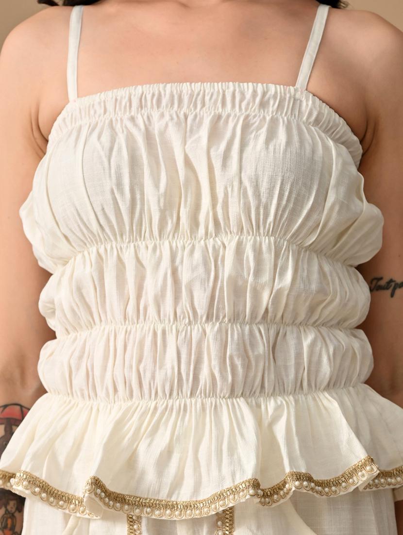 women solid shoulder strap tiered top - 22017642 - Standard Image - 4