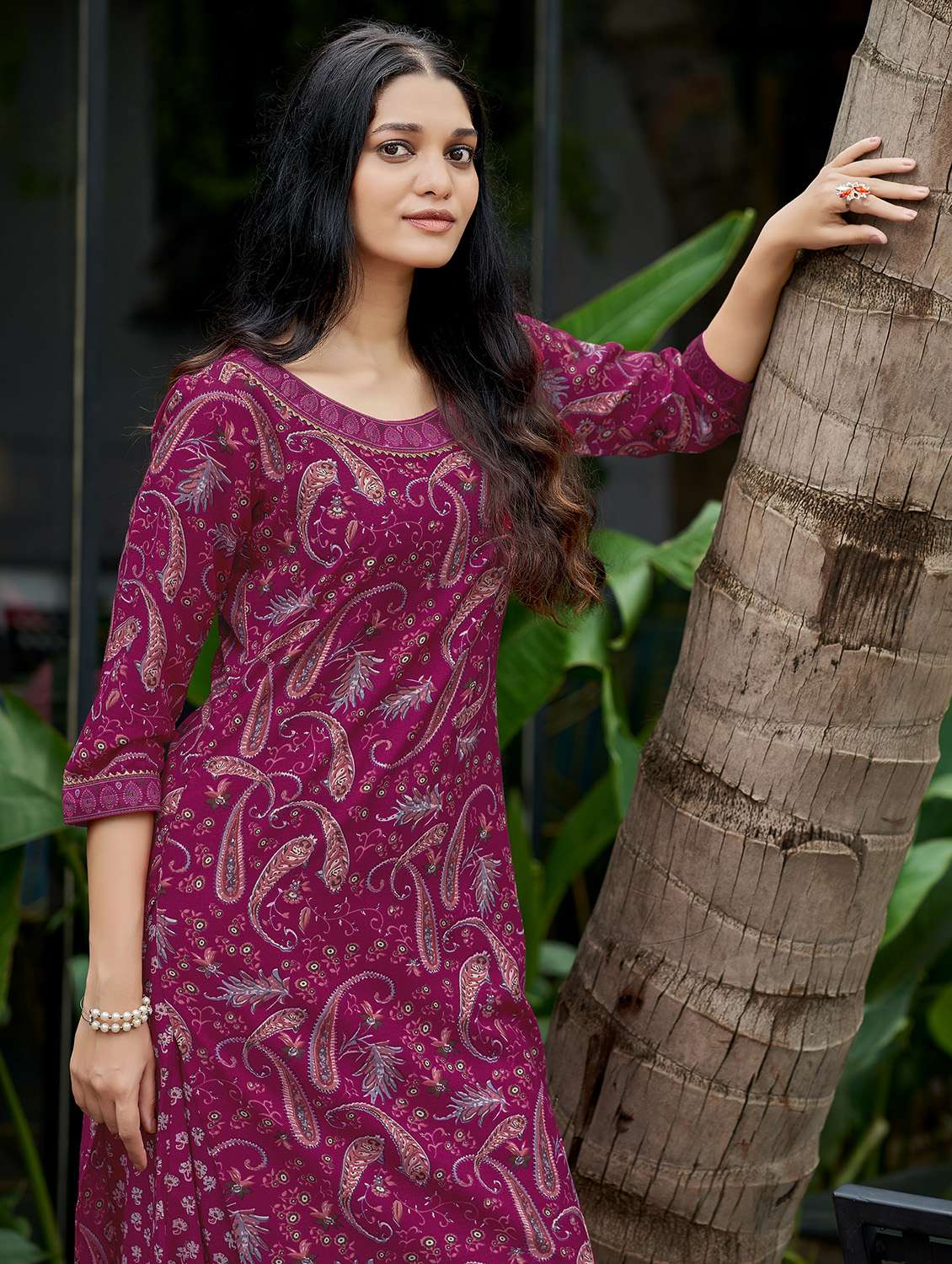women printed three quarter sleeve kurta and salwar set - 22017850 -  Standard Image - 4