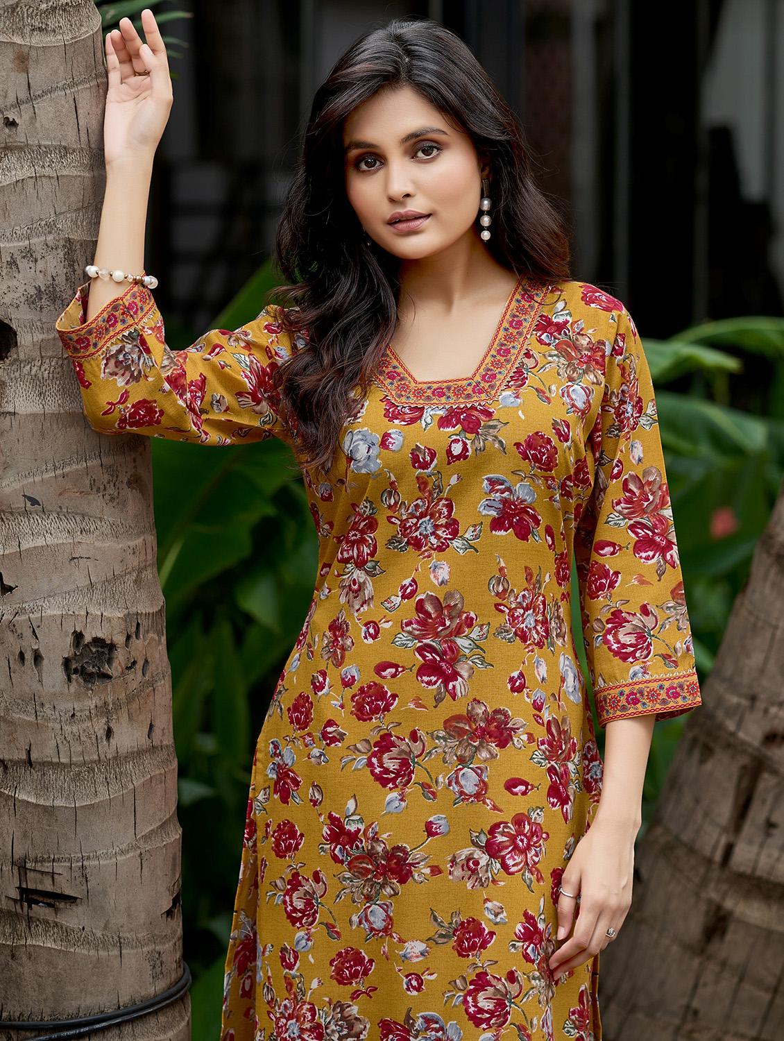 women printed three quarter sleeve kurta and salwar set - 22017852 - Standard Image - 4